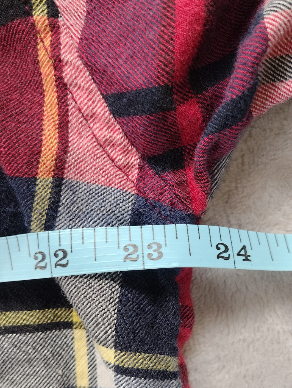 American Eagle Red White & Blue Plaid Hooded Cropped Button Up Shirt Size Large - Picture 9 of 10